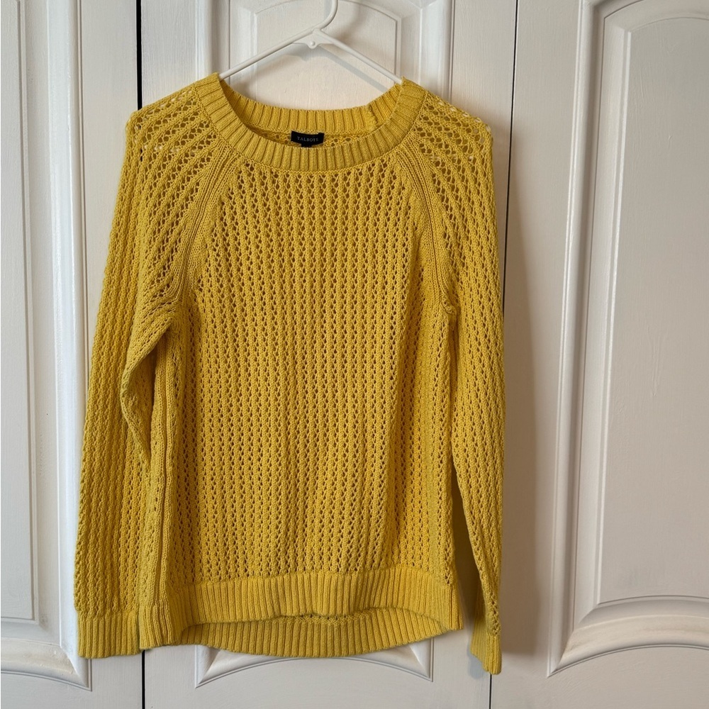 Talbots women’s Yellow Knit Sweater Size Large Pullover
